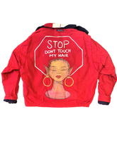 Load image into Gallery viewer, &quot;Stop Don&#39;t Touch My Hair&quot; Original Handpainted Jacket